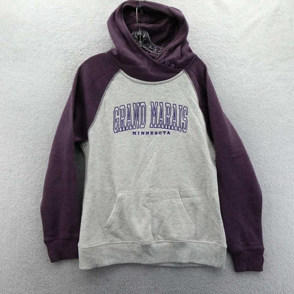 Ouray Hoodie Women Medium Grand Marais Minnesota Purple Gray Fleece Pullover